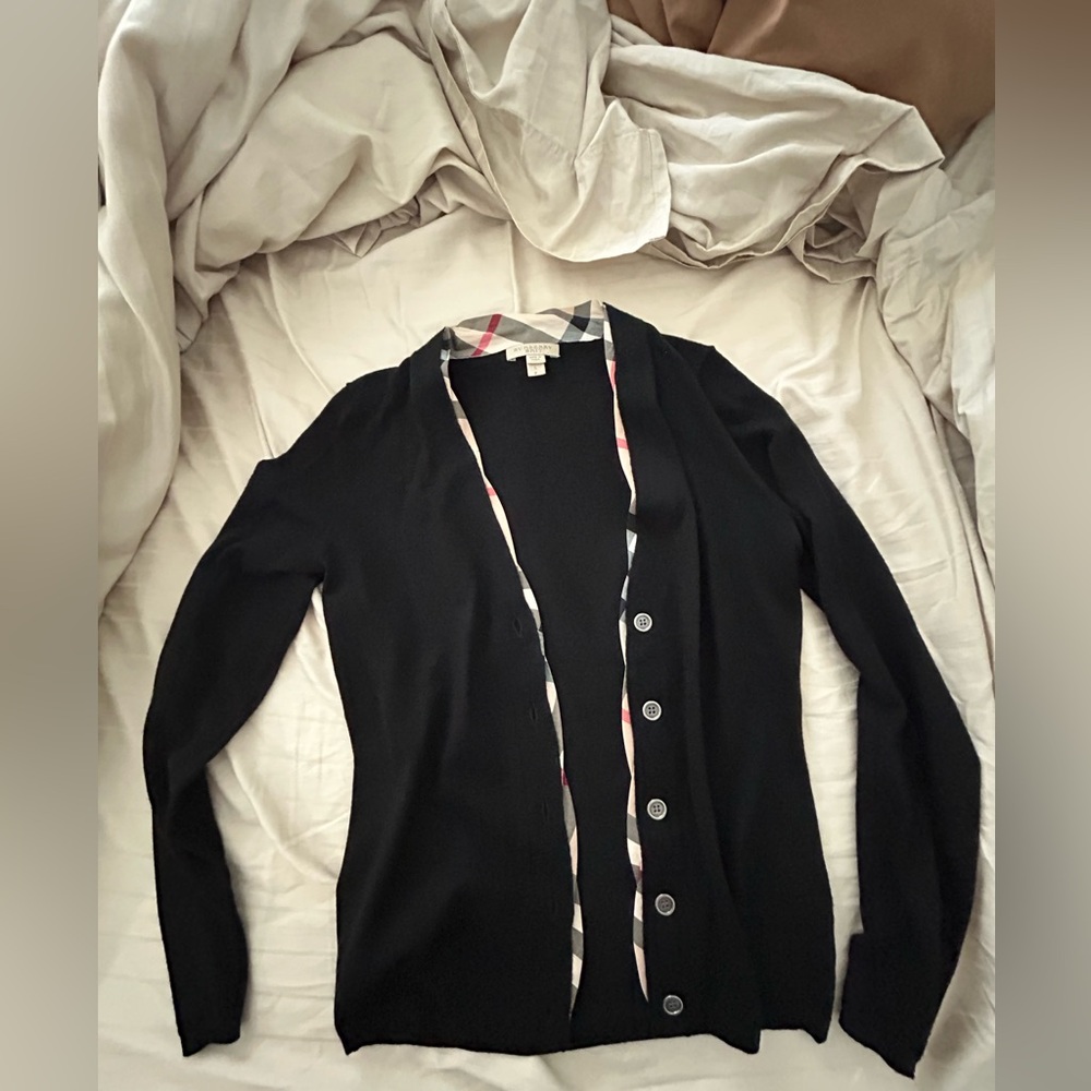 FLAWED Gem Burberry Brit Black Cardigan Size Small